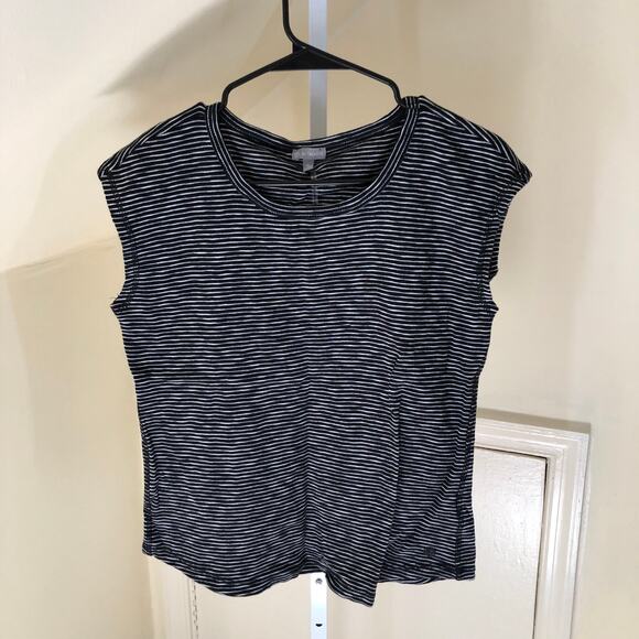 T by Talbot Tops - T by Talbot EUC Women's Black White Stripe Cap Sleeve Tee Cutout Back MP